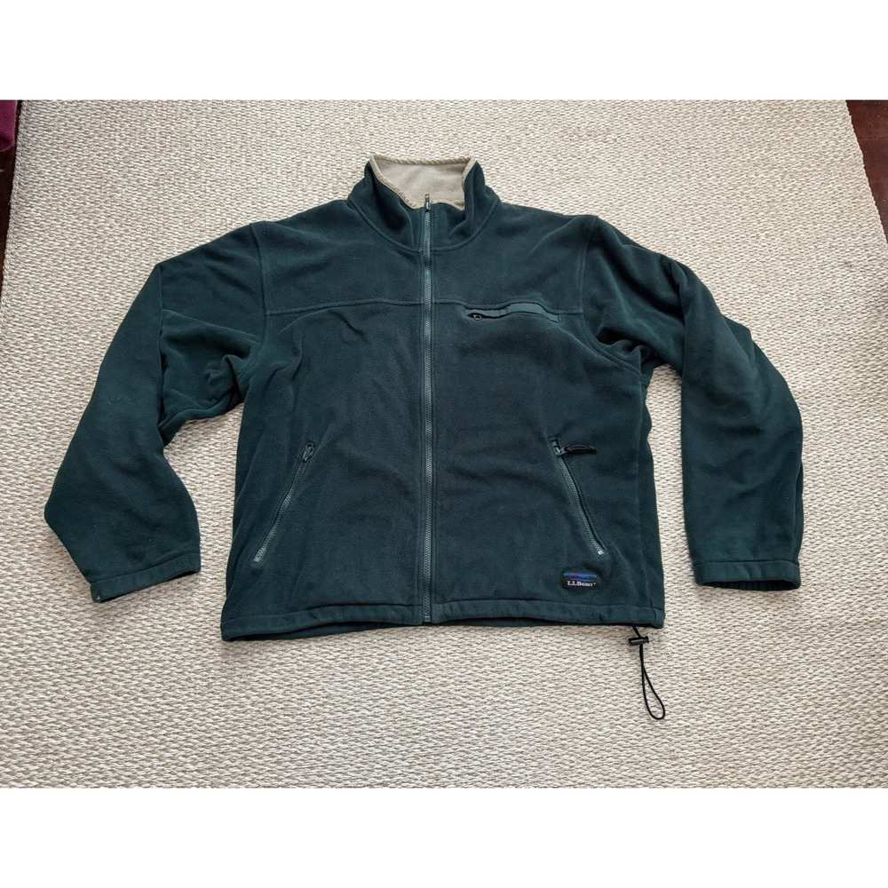 Men's Vintage L L Bean Hunter Green Full Zip Jacket Polartec Fleece Large